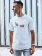Pánske biele bavlnené tričko s potlačou FashionStreet RX5568 Pánske biele bavlnené tričko s potlačou FashionStreet RX5568