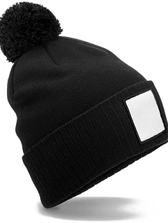 Beechfield B 338R Pletená čiapka s nášivkou „Pompon“ 53.338R čierna/biela