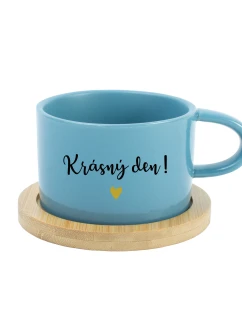 KRÁSNÝ DEN! - modrý hrníček makronka 200 ml