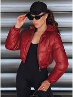 Dámska krátka zimná bunda s kapucňou FashionStreet bordová TY5414