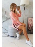 Marhuľové šaty s kapucňou a potlačou