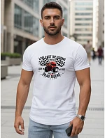 Pánske bavlnené tričko s potlačou auta biele FashionStreet NX5087R Pánske bavlnené tričko s potlačou auta biele FashionStreet NX5087R