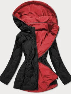 Tmavo modro-červená obojstranná dámska prešívaná bunda (MHM-W589)