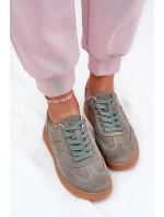 Zamszowe Niskie Sneakersy Damskie Zielone Paliana