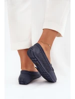 Mokasyny Damskie Z Ażurowym Wzorem I Wiązaniem Granatowe Mirisa