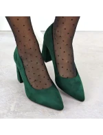 Zelené semišové lodičky na ihlovom podpätku Sergio Leone PB216