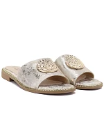 Dámske zlaté kožené žabky S.Barski KV61-6034