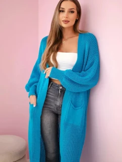 Dlhý sveter tyrkysovej farby