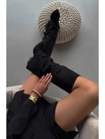 Wsuwane Kozaki Kowbojki Damskie Na Słupku Z Frędzlami Czarne Zalia