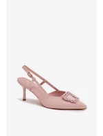 Dámské sandály na jehlovém podpatku s ozdobou Růžové Ismeria