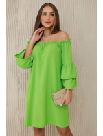 Španielske šaty s rozparkom na rukáve v jasne zelenej farbe