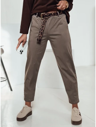 Dámske nohavice LEOCINCIN v jednej veľkosti s opaskom khaki FashionStreet UY2262