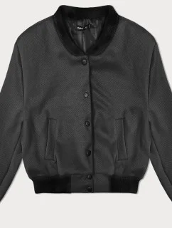 Dámsky krátky bomber v grafitovej farbe (234003)