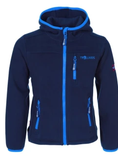Detská bunda TrollKids Stavanger navy/light blue vetruodolná fleecová bunda (706-110)