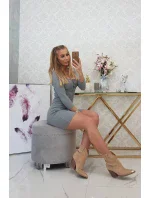 Šaty s výstrihom na gombíky sivé Šaty s výstrihom na gombíky sivé