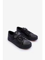 Detské kožené tenisky na zips Delmara Black Detské kožené tenisky na zips Delmara Black