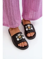 Klapki Damskie Z Ozdobami S.Barski KV27-031 Czarne