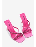 Dámské lodičky na jehlovém podpatku s pásky a kamínky fuchsiové Karima