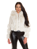 Sexy Short Faux Fur Winter jacket with Hood