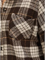 Dámska kockovaná košeľa v oversize strihu, hnedá, FashionStreet TY6049 Dámska kockovaná košeľa v oversize strihu, hnedá, FashionStreet TY6049