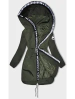 Tenká dámska bunda vo farbe khaki s ozdobnou lemovkou (1811)