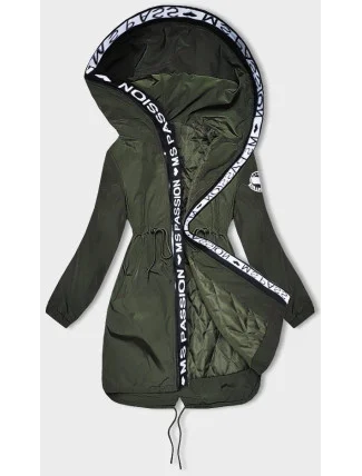 Tenká dámska bunda vo farbe khaki s ozdobnou lemovkou (1811)