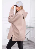 Zateplená mikina so zipsom na boku tmavo béžová
