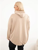 Dámska mikina Plus Size z viskózy s kapucňou a klokaním vreckom v kamelovej farbe Dámska mikina Plus Size z viskózy s kapucňou a klokaním vreckom v kamelovej farbe