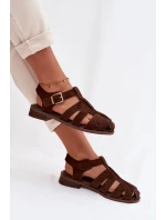 Dámské sandály Římské s zlatým přezkou Čokoládové Janessa