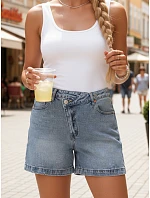 Dámske džínsové šortky s vysokým pásom modré FashionStreet SY0518