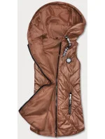 Dámska vesta v karamelovej farbe s kapucňou (B0130-22)