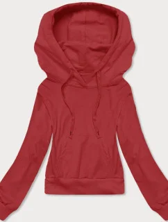 Krátka červená mikina s kapucňou (8B939-18)