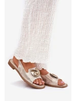 Połyskujące Sandały Damskie Z Ozdobą S.Barski KV51-006 Złote