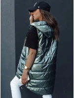 Dámska prešívaná dlhá vesta s kapucňou JESS zelená FashionStreet TY4454 Dámska prešívaná dlhá vesta s kapucňou JESS zelená FashionStreet TY4454