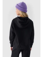 Dziewczęca Nierozpinana Bluza Z Kapturem Gładka Czarna 4F 4FJWMM00TSWSF1316-20S