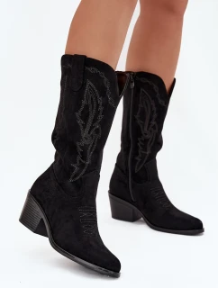 Kozaki Kowbojki Damskie Na Obcasie Ocieplane Vinceza 16508 Czarne