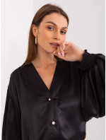 Čierna dámska košeľa s ozdobnými gombíkmi