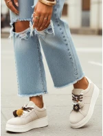 Dámske semišové tenisky s ozdobnou platformou svetlo béžové FashionStreet ZY1420