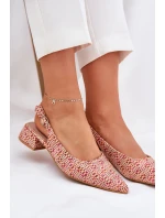 Plecione Sandały Damskie Na Delikatnym Obcasie Multikolor Jorela