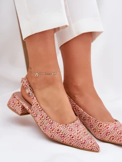 Plecione Sandały Damskie Na Delikatnym Obcasie Multikolor Jorela