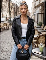 Dámska kožená bunda v štýle Ramones, čierna, FashionStreet TY5723
