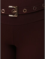 Dopasowane legginsy damskie prążkowane bordowe FashionStreet UY3256 Dopasowane legginsy damskie prążkowane bordowe FashionStreet UY3256