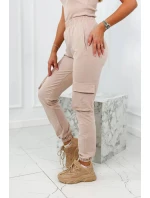 Set 3 v 1 mikina + top + nohavice svetlo béžová