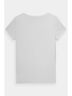 Damski Gładki T-Shirt Z Logo Biały 4F 4FWMM00TTSHF1845-10S