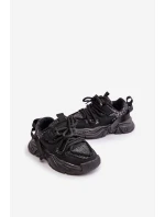Sneakersy Dziecięce Ozdobione Cekinami Czarne Liatoma