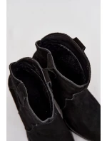 Wsuwane Botki Kowbojki Damskie Z Naturalnego Zamszu Czarne Beretta