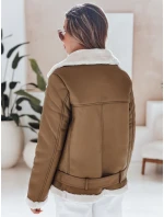 Dámska kožená bunda s ovčou kožou NORFDIMA camel FashionStreet TY4738