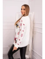 Vianočný sveter so sobom ecru