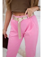 Nohavice Puntor s opaskom ružové
