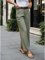 Dámske nohavice z lyocellu so širokými nohavicami, zelené, FashionStreet UY3066 Dámske nohavice z lyocellu so širokými nohavicami, zelené, FashionStreet UY3066